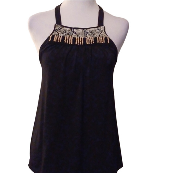 💙🌺The Limited Black Embellished Halter Tank Top - Picture 9 of 10